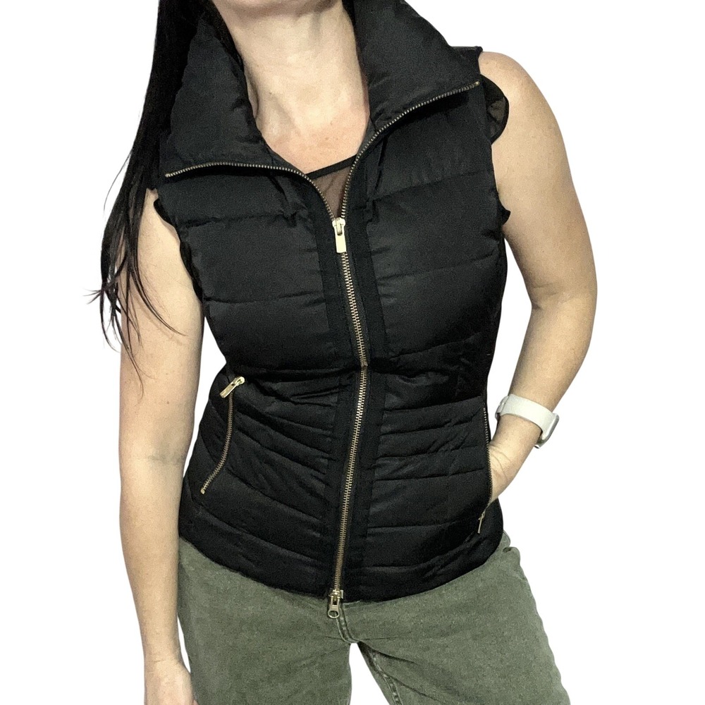 Lilly Pulitzer womens black down‎ puffer vest floral lining Small